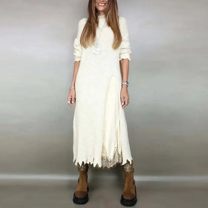 Evalina | Elegant Knit & Lace Two-Piece Set