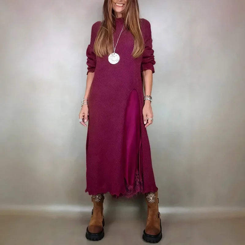 Evalina | Elegant Knit & Lace Two-Piece Set